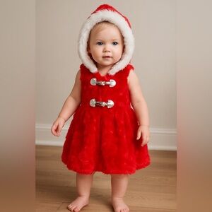 Little Lass Santa Faux Fur Dress – 18 Months